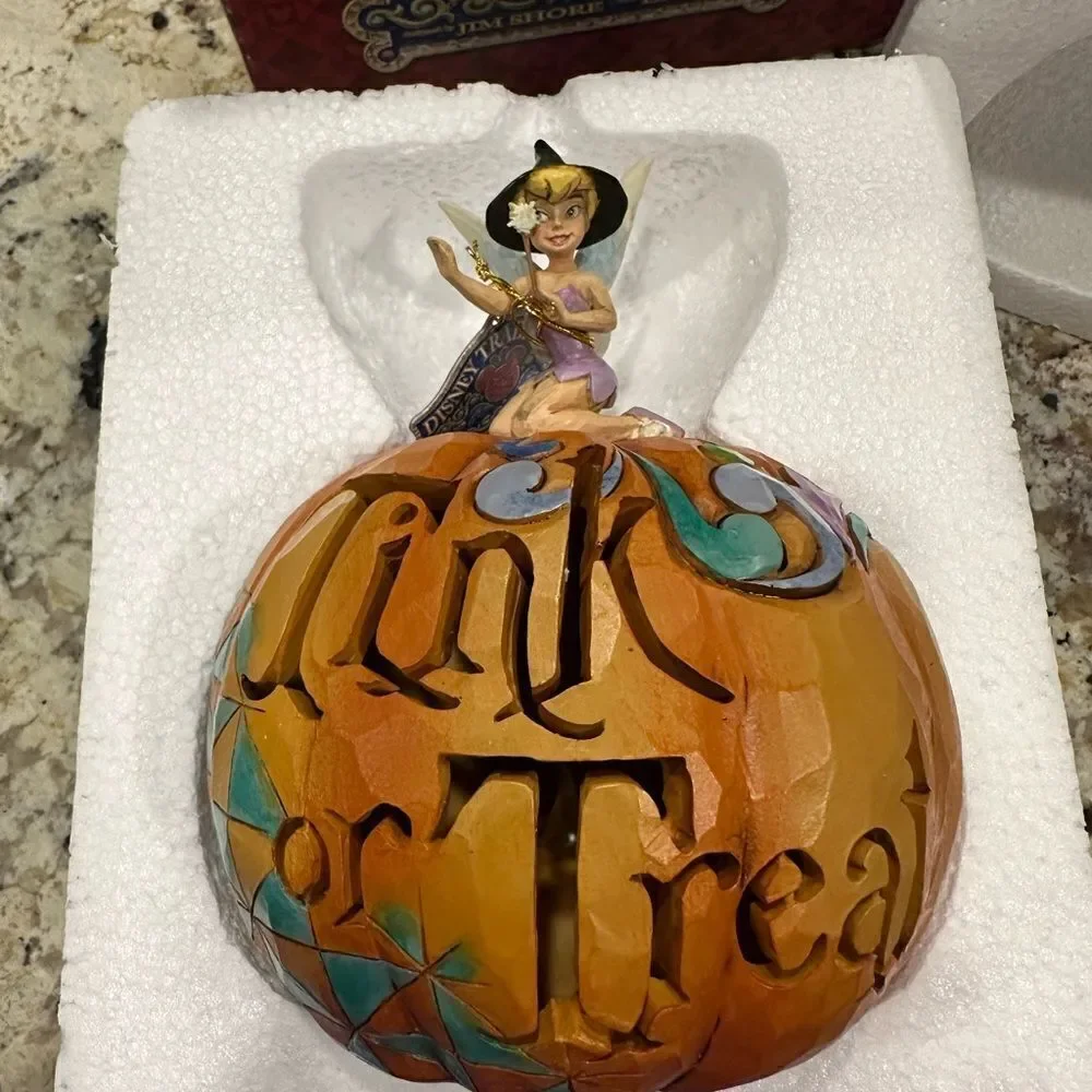 RARE 2013 Jim Shore Tinkerbell Witch Light Up Pumpkin Tink or Treat Figurine